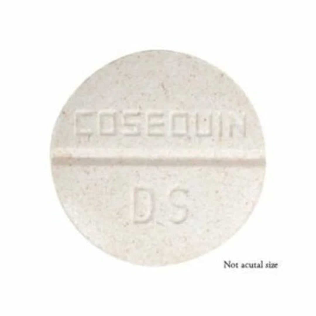 White pill with 'Cosequin DS' imprint on a white background