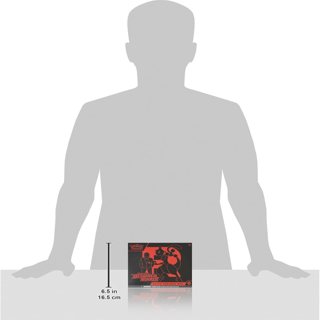 Silhouette of a person next to a box with dimensions displayed