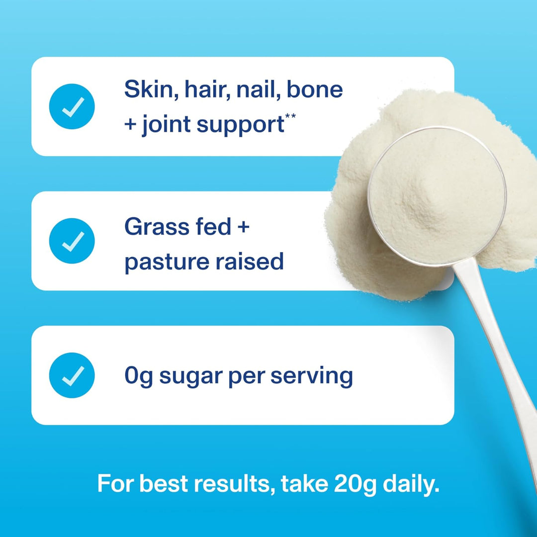 Product packaging with text highlighting benefits on a blue background