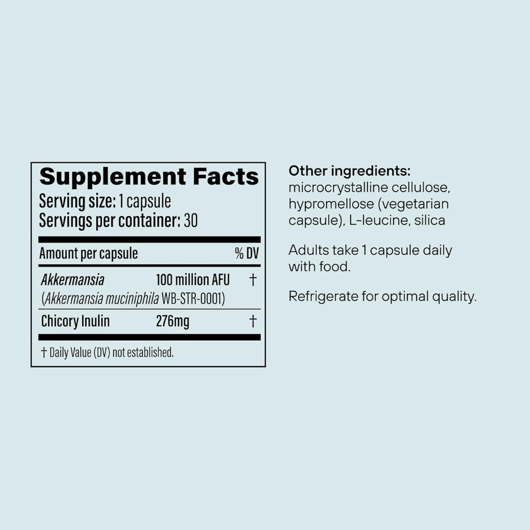 Supplement facts label on a light blue background