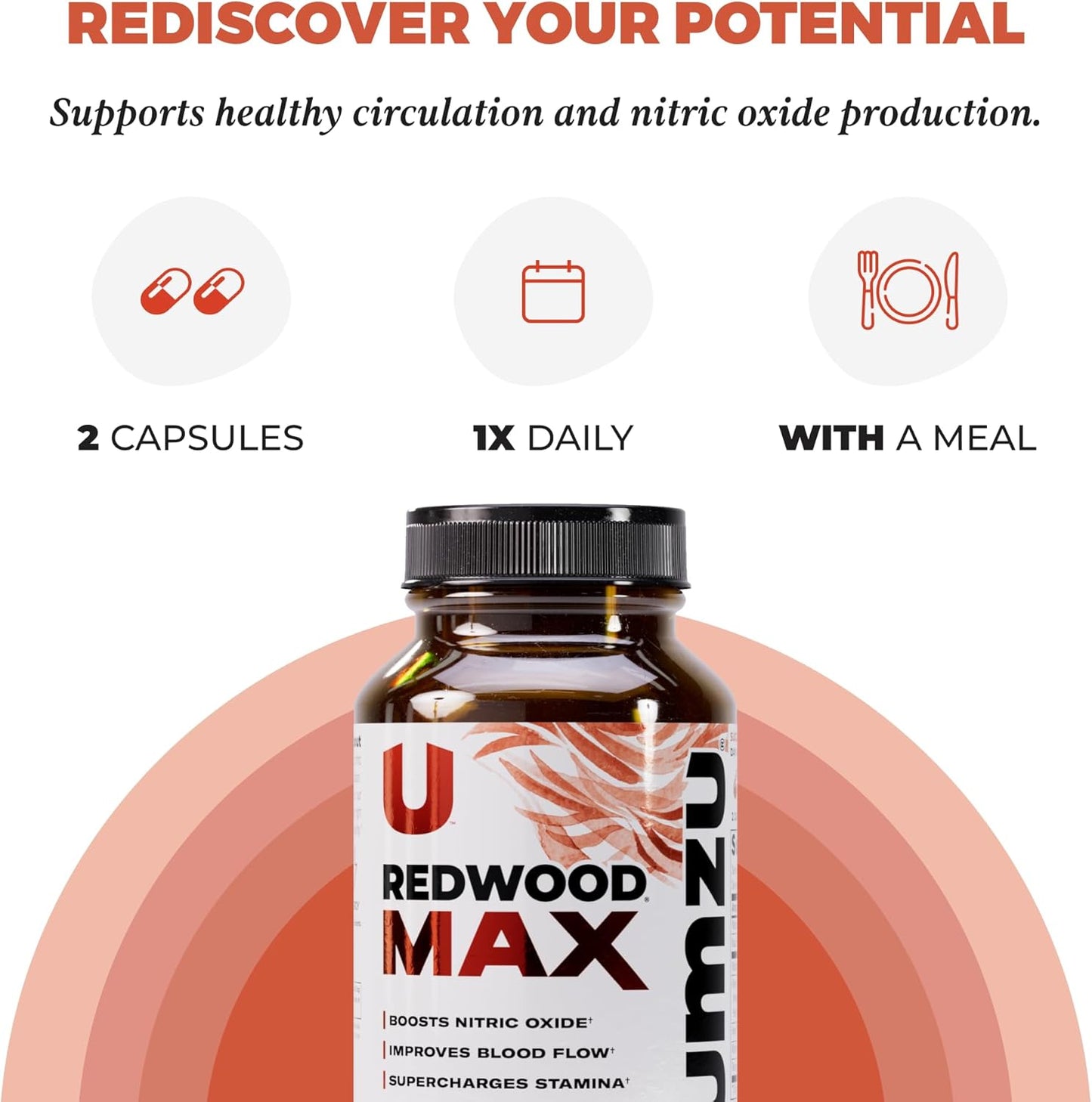 Redwood Max Nitric Oxide Booster – Blood Flow Support for Men | 60 Capsules | Circulation & Performance Supplement
