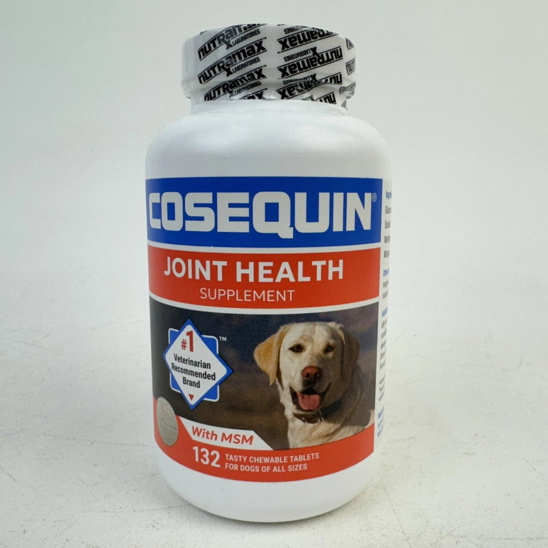 Bottle of Cosequin Joint Health Supplement for dogs on a white background