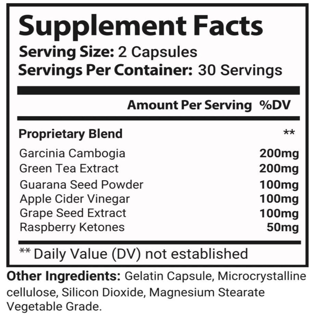Supplement facts label with detailed nutritional information on a white background