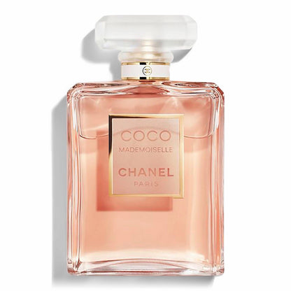 Chanel Coco Mademoiselle perfume bottle on a white background