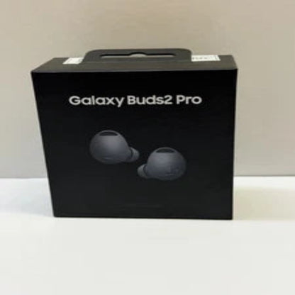 Black box packaging for Galaxy Buds2 Pro on a white background